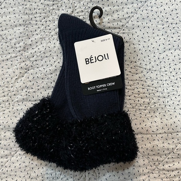 Bejoli Fluff Cuff Boot Topper Crew - Indigo - Picture 1 of 5